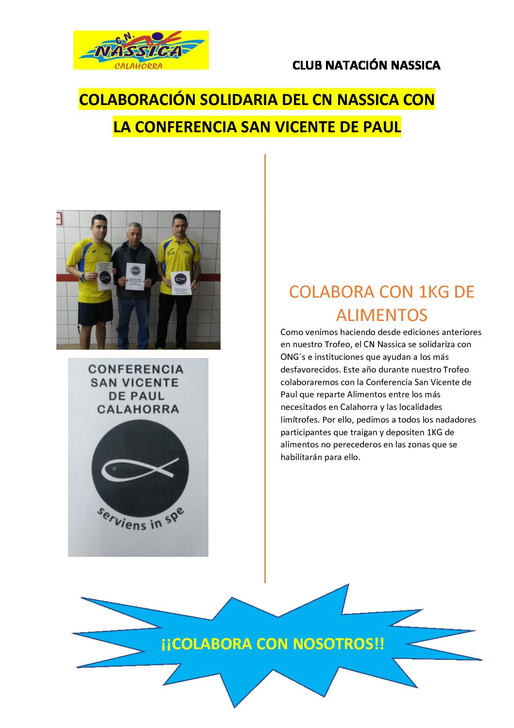 COLABORACIÓN CON LA CONFERENCIA SAN VICENTE DE PAUL